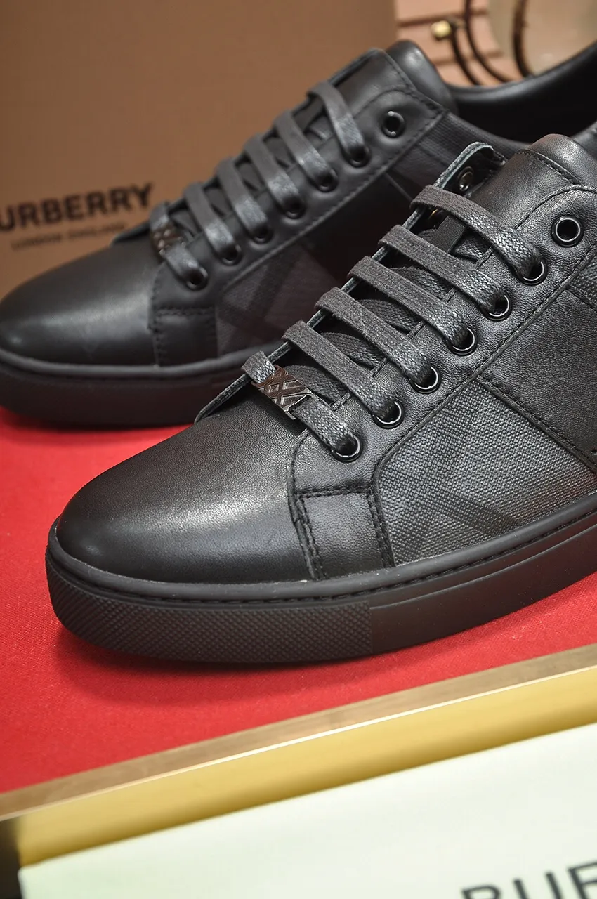 Men's shoes💰480💶[Burberry] (cowhide lining) classic low-top sneakers｜Imported cowhide with classic plaid fabric｜Cow leather lining｜Original outsole｜Fine workmanship and comfortable to wear Size: 38-44 (customized at 45)